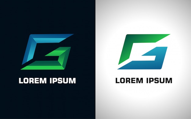 Anfangliches Blaues Und Grunes Buchstaben G Logo In Zwei Versionen Premium Vektor
