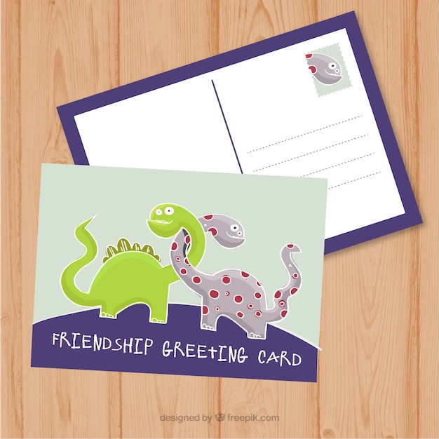 Angenehmer freundschaft postkarte mit dinosaurier