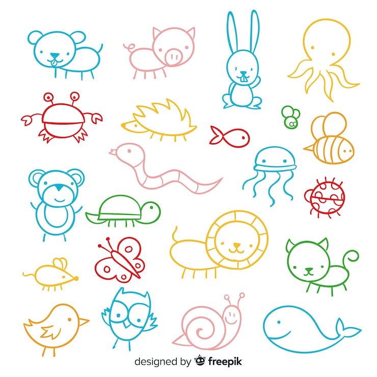 Kostenlose Vektor animal collection kinder stil