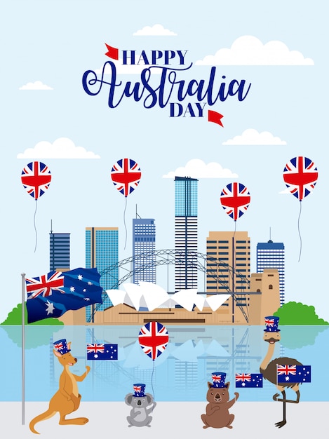 Kostenloser Vektor animals australia day feier