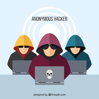 Anonyme hacker mit flachem design