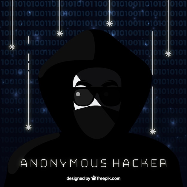 Anonymer Hacker mit flachem Design