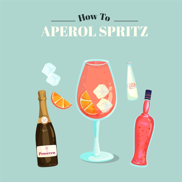 Kostenloser Vektor aperol spritz cocktail rezept