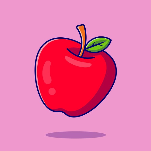 Apfelfrucht-Karikatur-Symbol-Illustration. Lebensmittel-Frucht-Symbol-Konzept isoliert. Flacher Cartoon-Stil