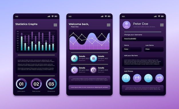 App-Vorlage für den gradienten dunklen Modus