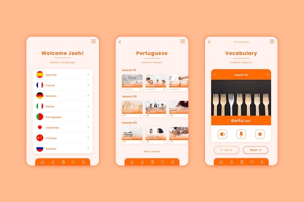 Kostenloser Vektor app zum sprachenlernen