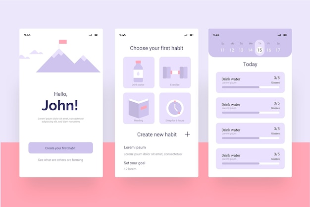 Kostenloser Vektor app zur verfolgung von zielen und gewohnheiten