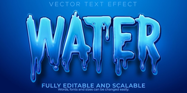 Kostenloser Vektor aqua-wasser-texteffekt, bearbeitbarer blauer und flüssiger textstil