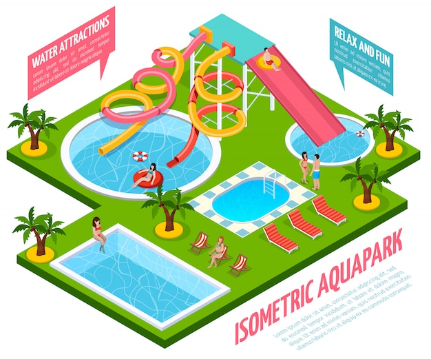 Aquapark isometrische zusammensetzung