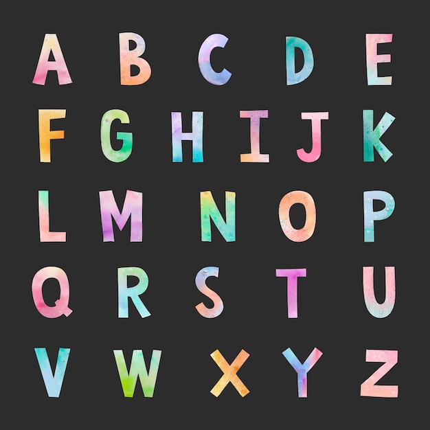 Aquarell ABC Set Schriftzug Vektor