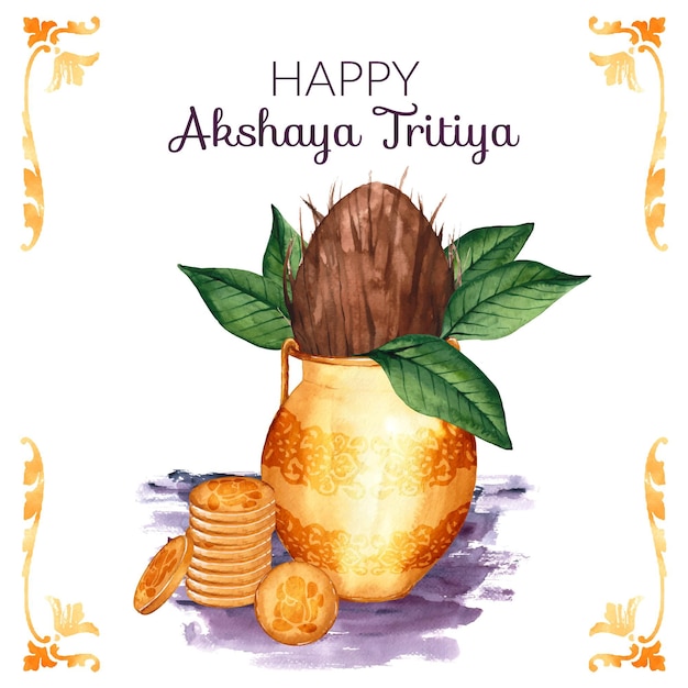 Aquarell akshaya tritiya illustration