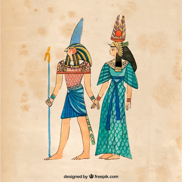 Kostenloser Vektor aquarell alte ägypten zusammensetzung