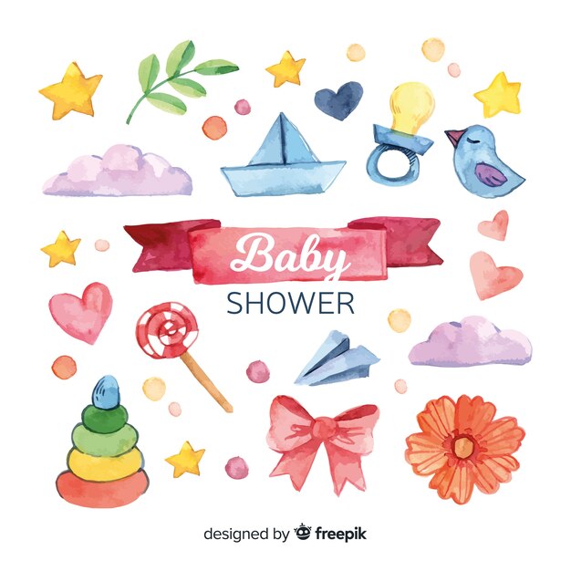 Aquarell-Baby-Dusche-Vorlage