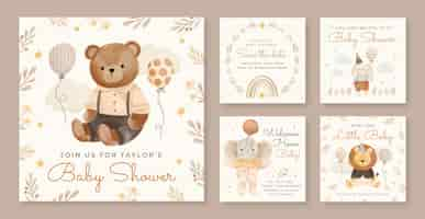 Kostenloser Vektor aquarell-babyparty-design-vorlage