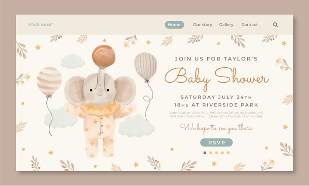 Aquarell-Babyparty-Design-Vorlage