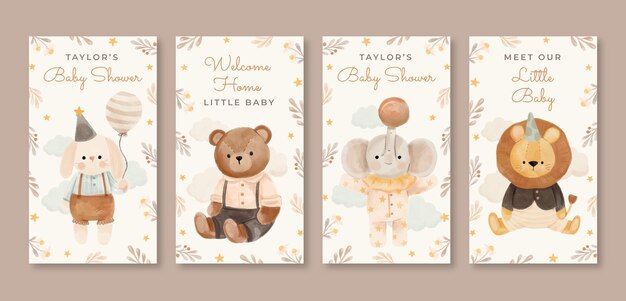 Aquarell-Babyparty-Instagram-Geschichten-Sammlung