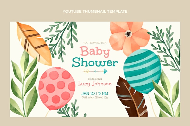 Aquarell-Babyparty-YouTube-Thumbnail-Design-Vorlage