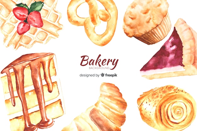 Aquarell Bäckerei Hintergrund