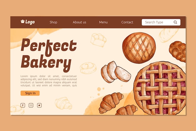 Aquarell bäckerei landing page