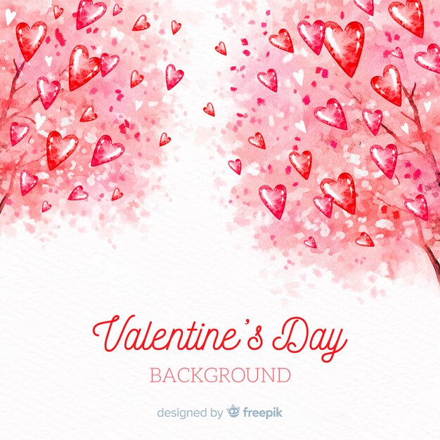 Aquarell Baum Valentinstag Hintergrund