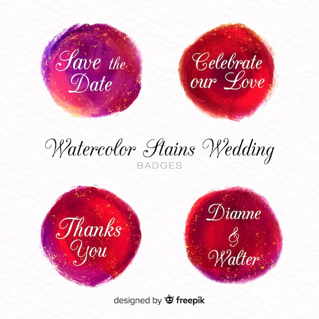 Aquarell befleckt hochzeitsausweissammlung