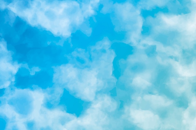 Aquarell blauer baumwollwolkenhintergrund