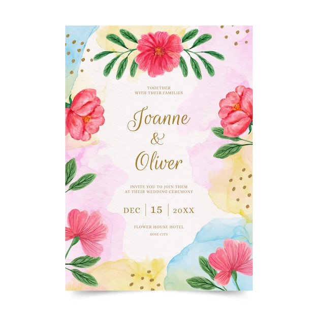 Aquarell blumen hochzeitseinladung