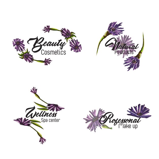 Aquarell Blumen Logo Kollektion