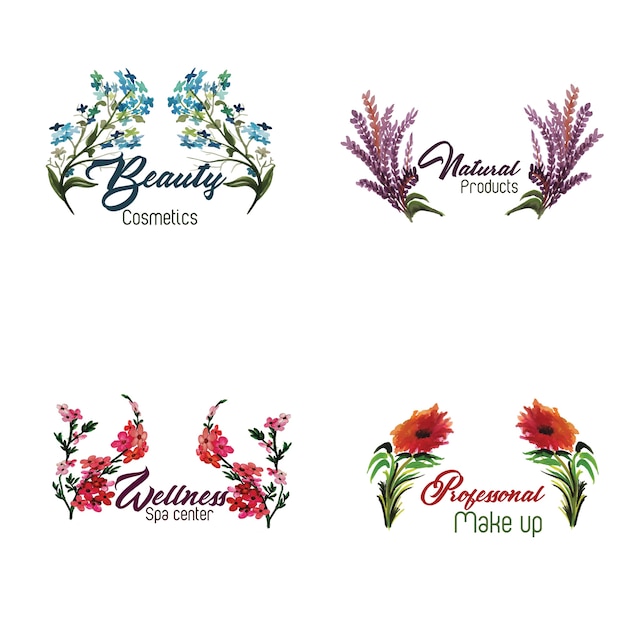 Aquarell Blumen Logo Kollektion