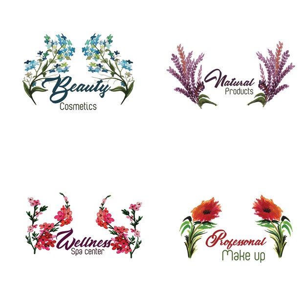 Aquarell Blumen Logo Kollektion