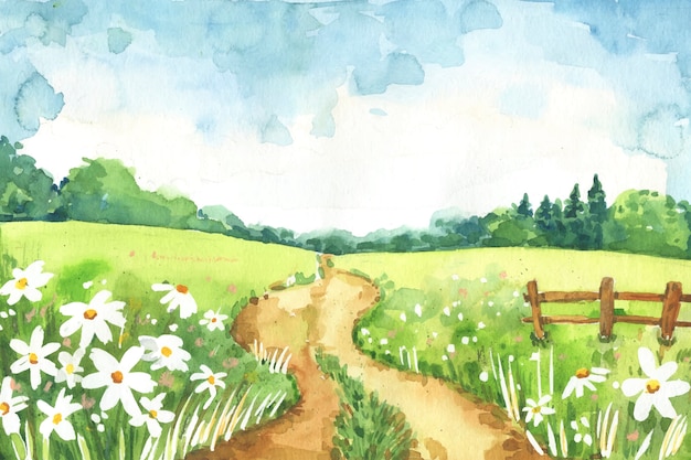 Aquarell-Blumenfeld-Hintergrund