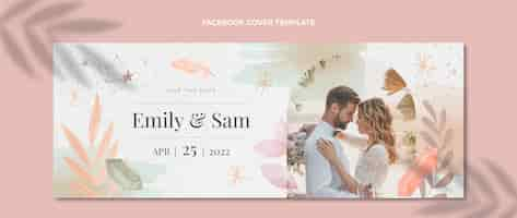 Kostenloser Vektor aquarell boho hochzeit facebook cover