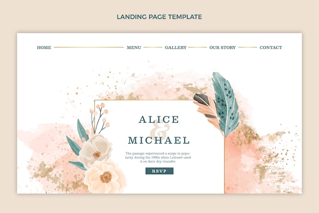 Aquarell-Boho-Hochzeits-Landingpage