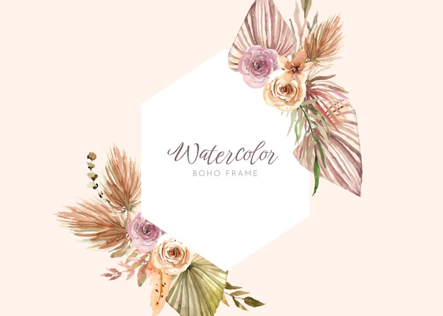 Kostenloser Vektor aquarell-boho-rahmendesign