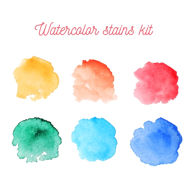 Kostenloser Vektor aquarell bunte flecken kit