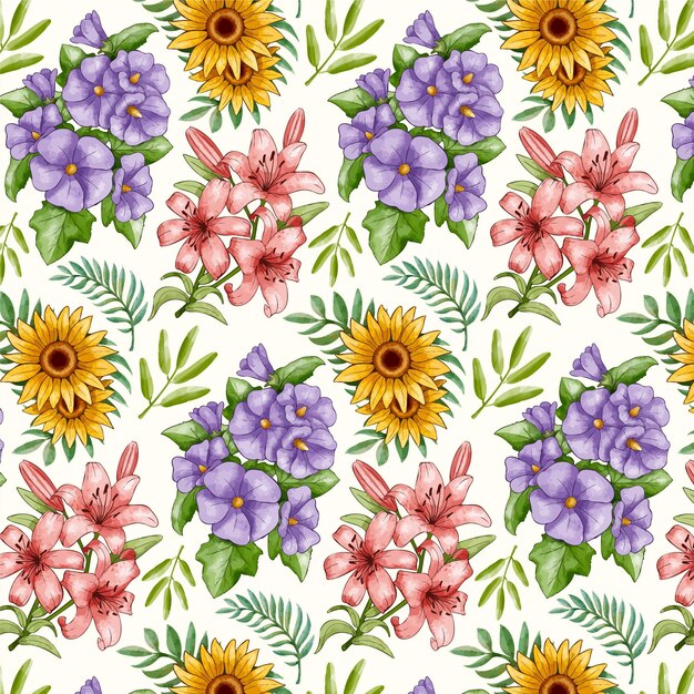 Aquarell buntes Blumenmuster