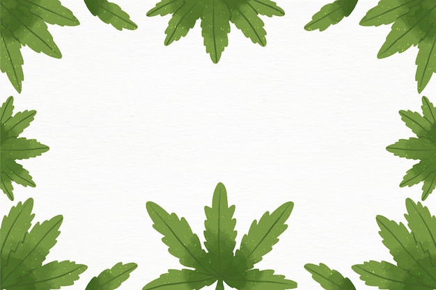 Aquarell Cannabis Blatt Tapete mit leerem Raum