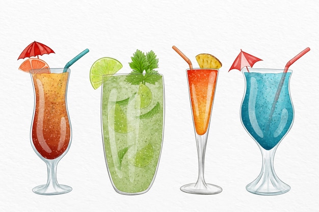 Aquarell-cocktailillustrationssammlung