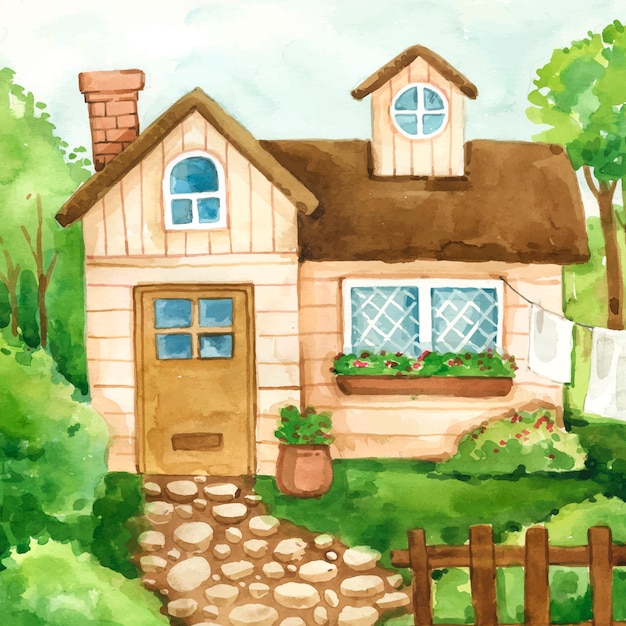 Kostenloser Vektor aquarell-cottage-core-illustration