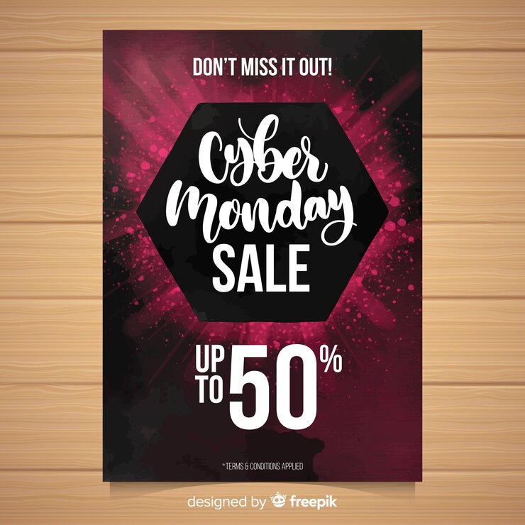 Kostenlose Vektor aquarell cyber ​​montag flyer vorlage