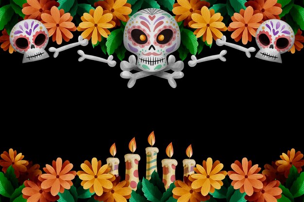 Aquarell dia de muertos Hintergrund