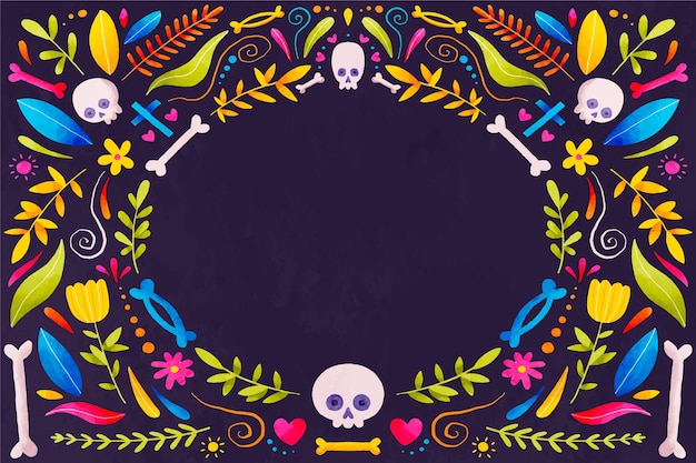 Kostenloser Vektor aquarell dia de muertos hintergrund