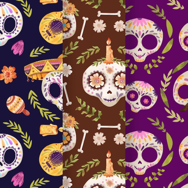 Aquarell dia de muertos Musterkollektion