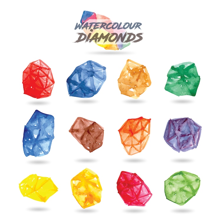 Kostenlose Vektor aquarell-diamantsammlung