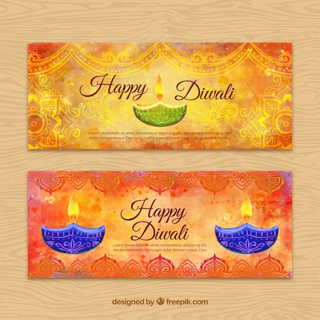 Kostenloser Vektor aquarell diwali banner