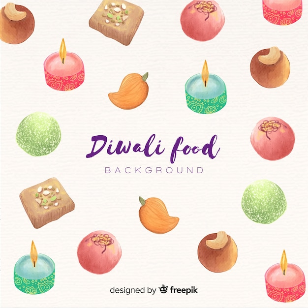 Aquarell Diwali Essen Hintergrund