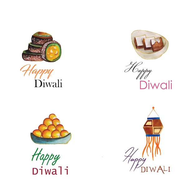 Aquarell diwali logo kollektion