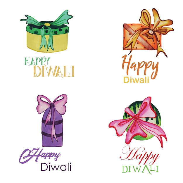 Aquarell diwali logo kollektion