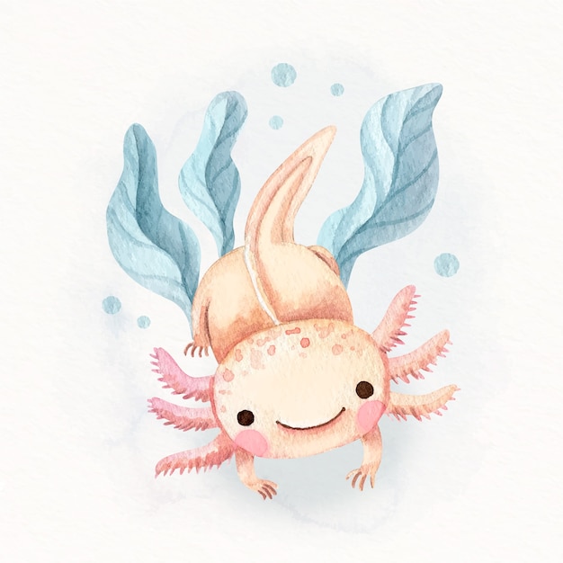 Aquarell entzückende Ajolote-Illustration