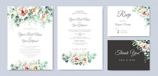 Aquarell Eukalyptus Hochzeit Einladungskarte Set